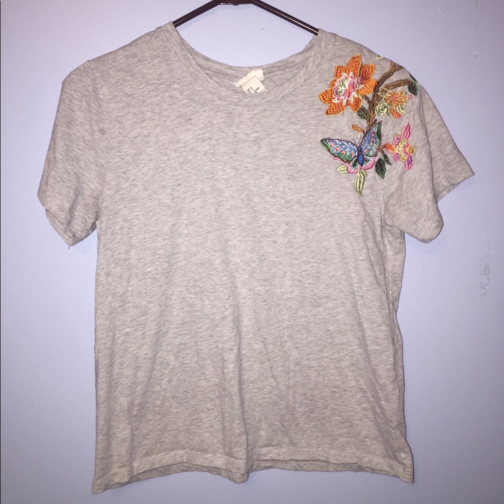 Flower Embroidered T-shirt
